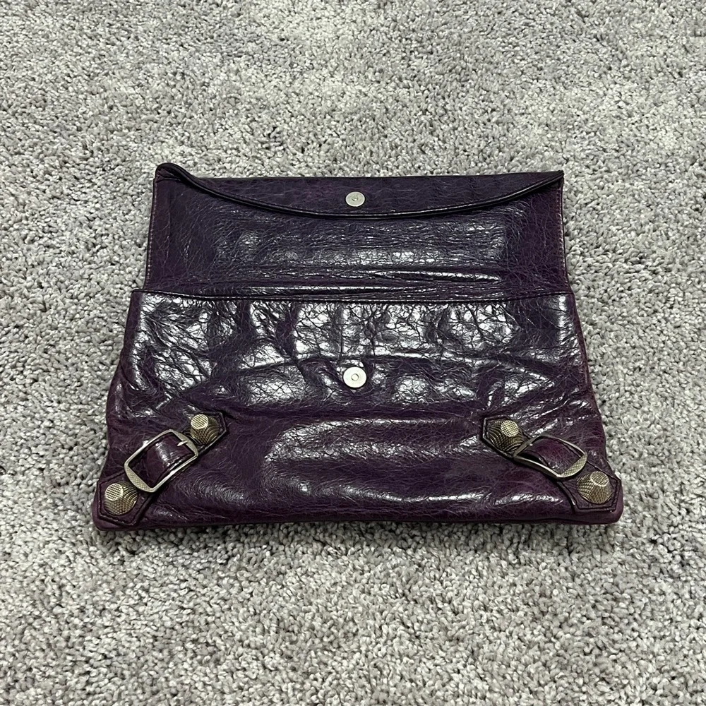 Balenciaga Dark Purple Leather Clutch - Picture 4 of 9